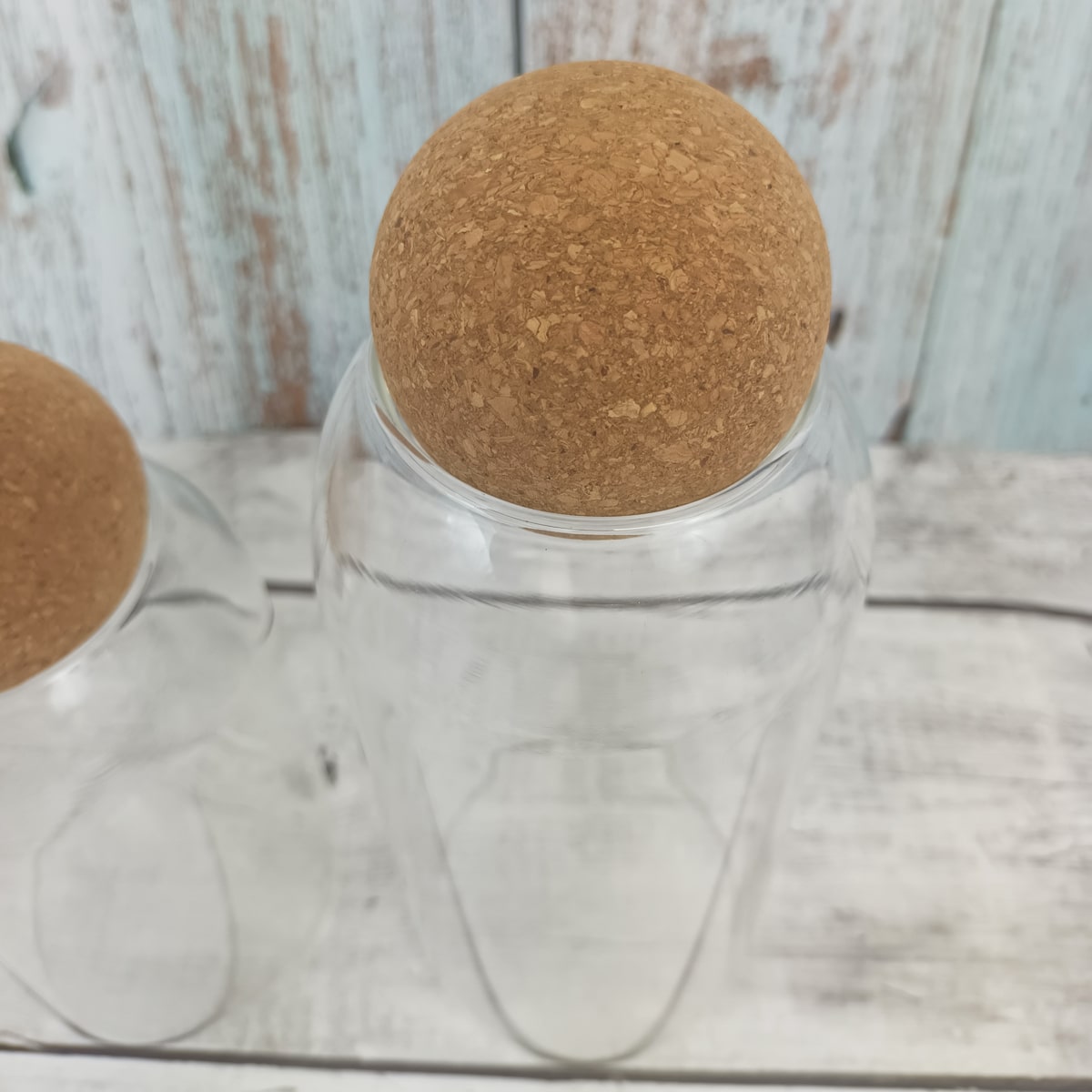 Glass Jar with Cork Ball Lid - Set of 3 | Bits and Bobs UK